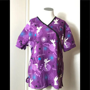 Disney Tinker Bell Purple Scrub Top